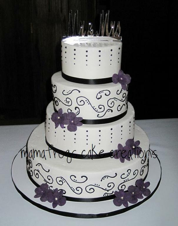 Purple And Black Wedding Cakes
 Beautiful black white and purple wedding cake from Mon