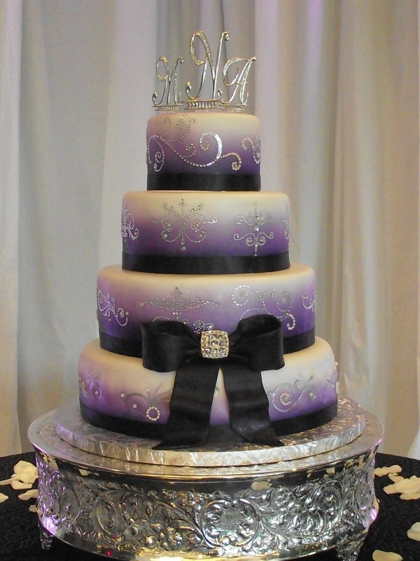 Purple And Black Wedding Cakes
 ombre purple bling wedding cake