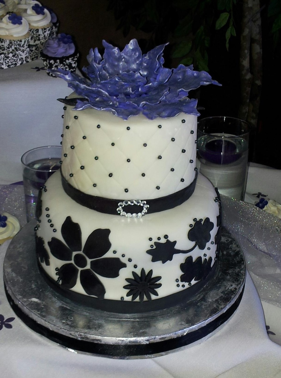 Purple And Black Wedding Cakes
 Wedding Cake And Cupcakes Purple Black And White Colors