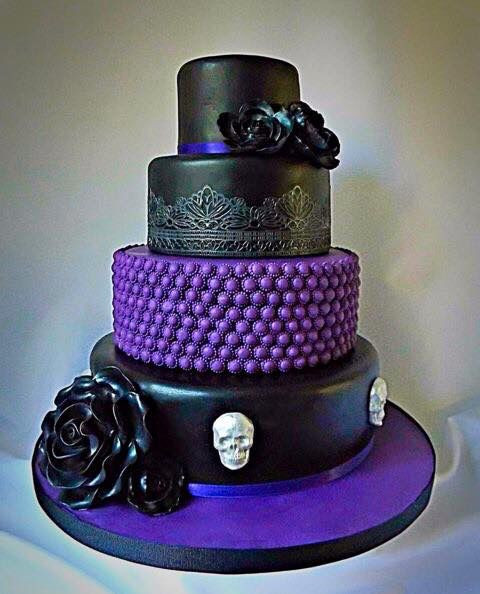 Purple And Black Wedding Cakes
 Black and purple skull cake
