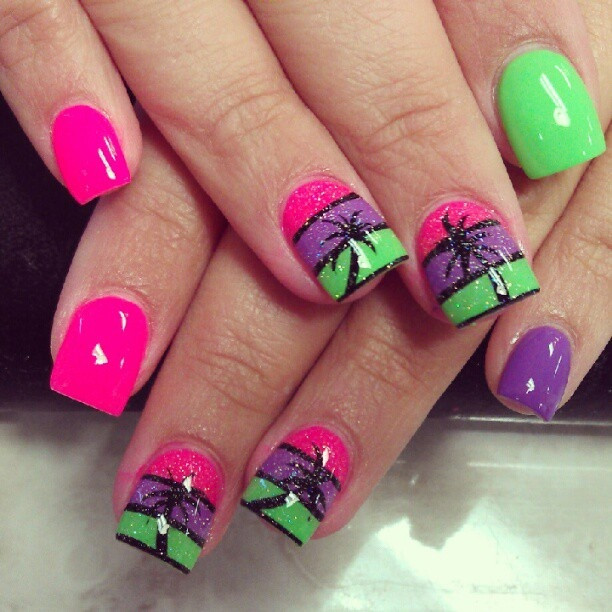 Purple And Green Nail Designs
 65 Best Green And Pink Nail Art Designs