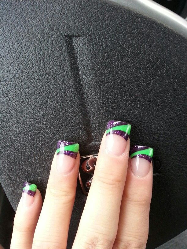 Purple And Green Nail Designs
 Green and purple nails