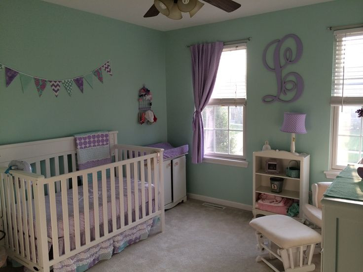 Purple Baby Room Decor
 Baby girl nursery mint and lavender