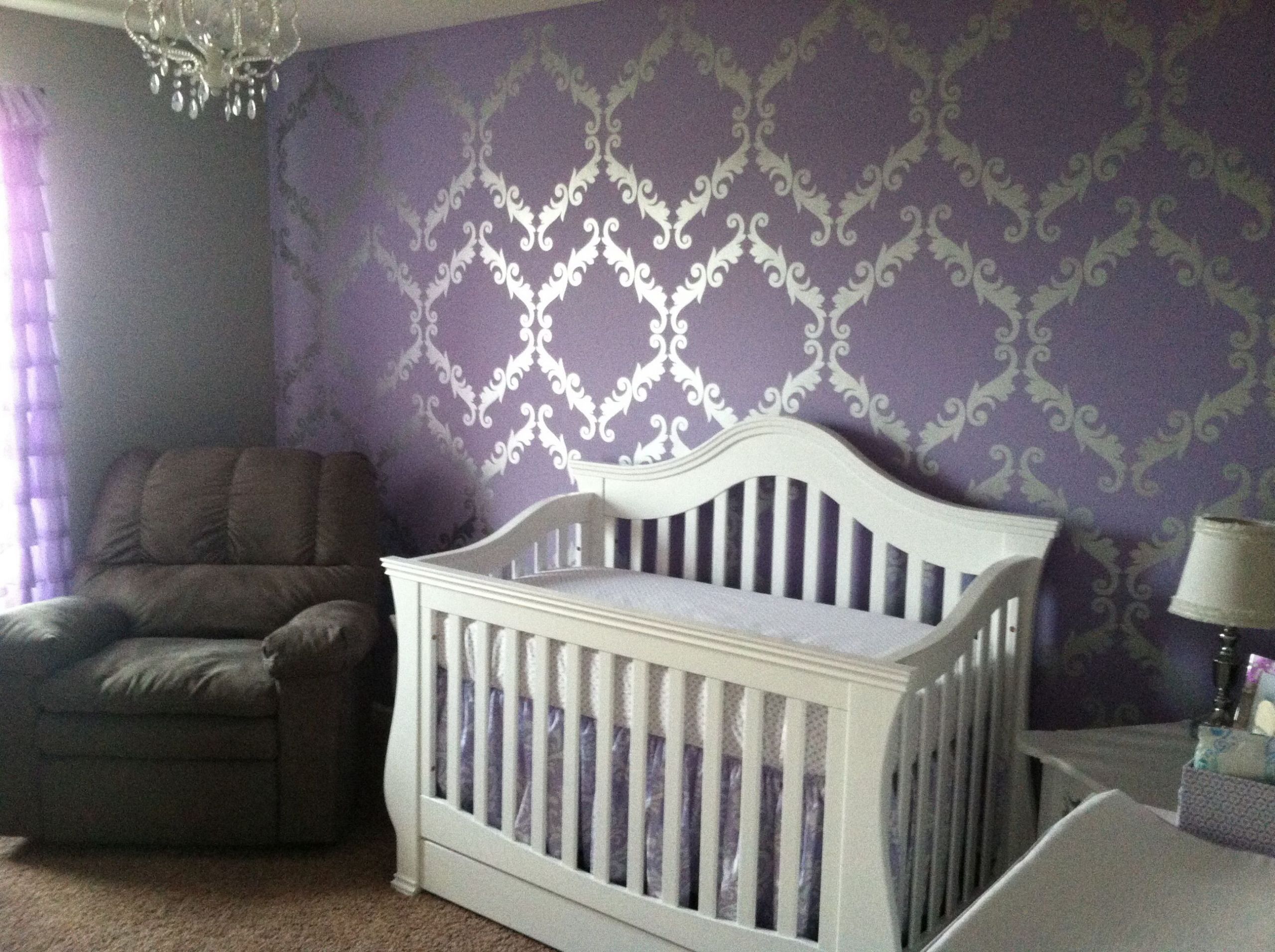 Purple Baby Room Decor
 Purple metallic silver and white baby girl s nursery