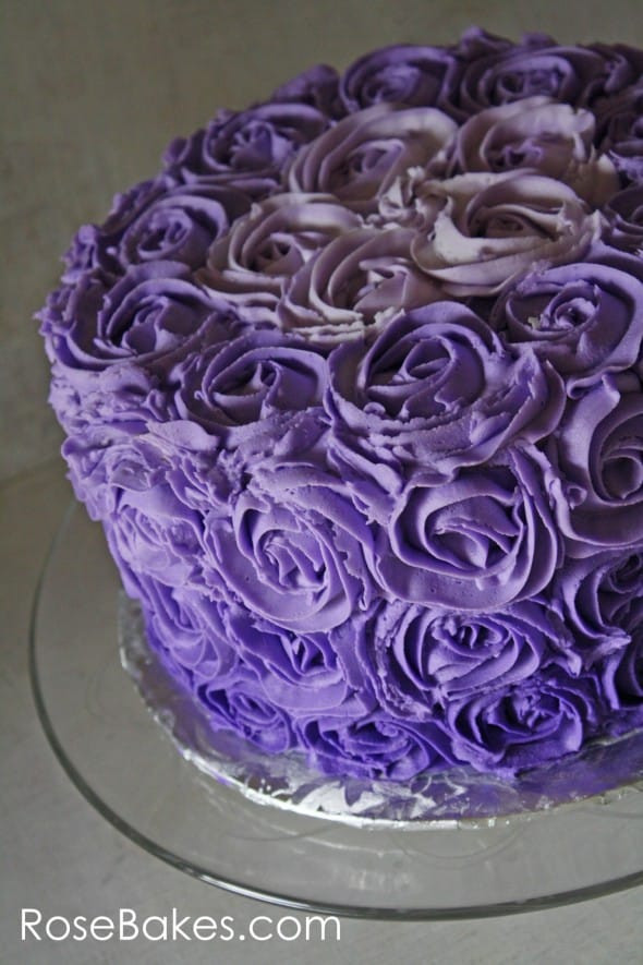 Purple Birthday Cakes
 Purple Ombre Buttercream Roses Birthday Cake Rose Bakes