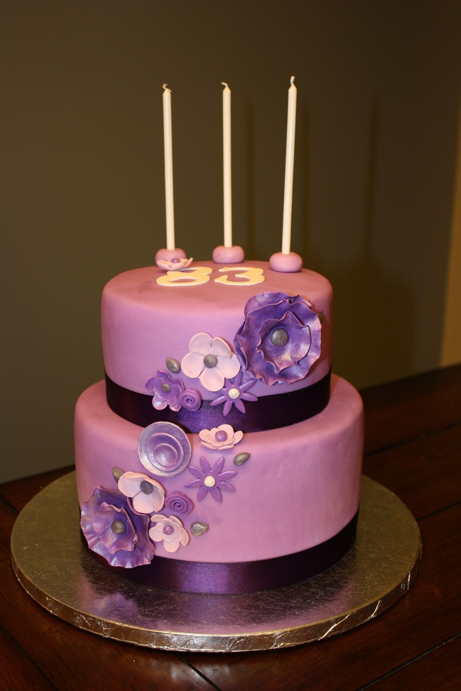 Purple Birthday Cakes
 Grandma s 83Rd Purple Birthday Cake CakeCentral