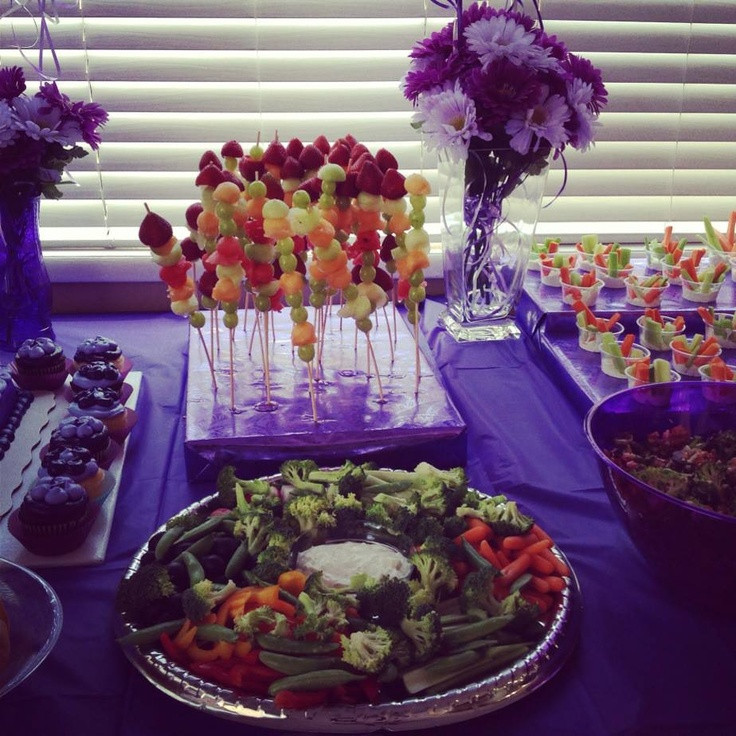 Purple Food Ideas For Party
 Purple party food decor fruit kabob veggie tray veggie