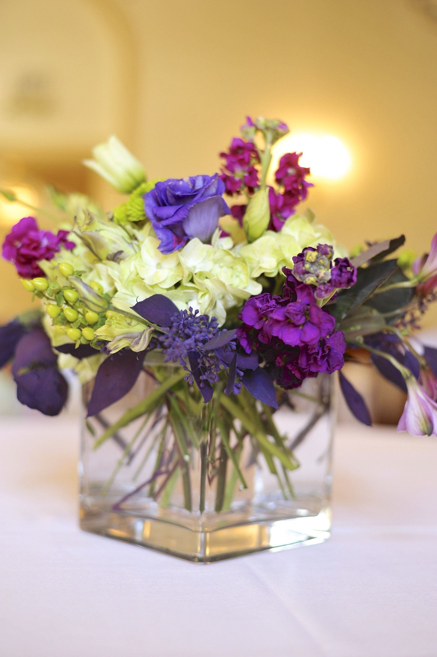 Purple Wedding Flower Arrangements
 traditional purple lime green wedding centerpiece utah