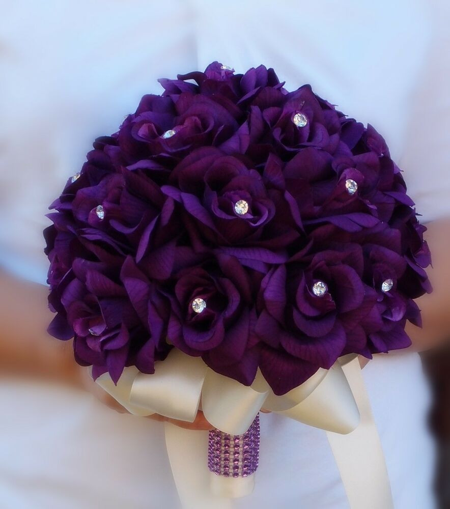 Purple Wedding Flower Arrangements
 2 bouquets bridal flower girl Toss purple lavender