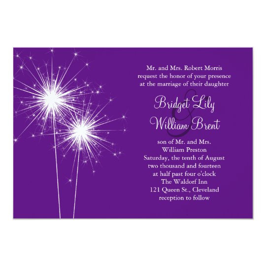 Purple Wedding Sparklers
 Sparkler Purple Wedding Invitation