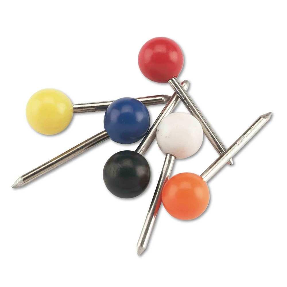 Push Pins
 Gem Map Tacks Plastic Push Pins Assorted Colors 3 8" 2