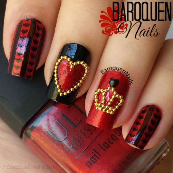 Queen Of Hearts Nail Designs
 Alice In Wonderland Nail Art – The Queen Hearts