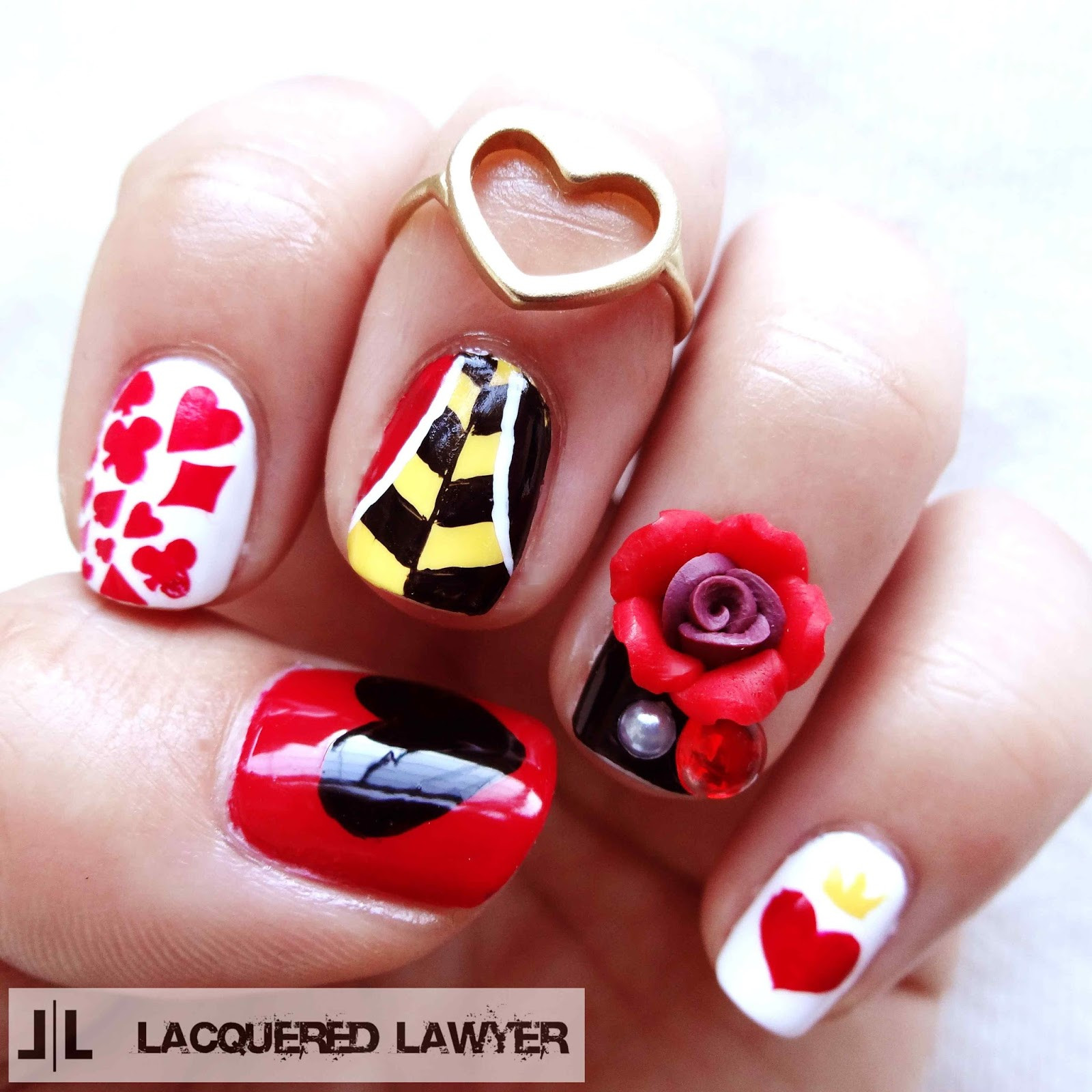 Queen Of Hearts Nail Designs
 Lacquered Lawyer