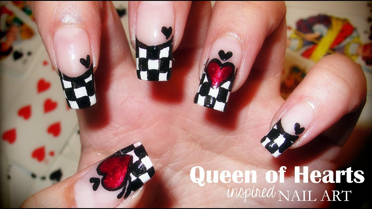 Queen Of Hearts Nail Designs
 Queen of Hearts inspired nail art