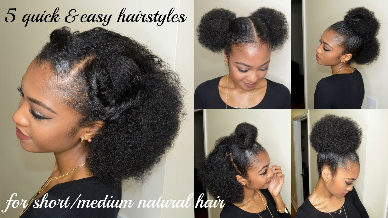 Quick And Easy Hairstyles For Black Girls
 5 QUICK & EASY hairstyles for SHORT MEDIUM NATURAL HAIR