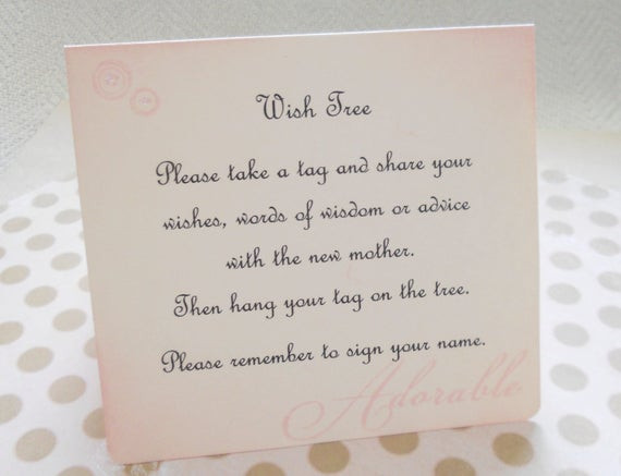 Quotes To Write In Baby Books
 Wish card instruction sign baby shower wish tree