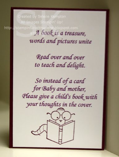 Quotes To Write In Baby Books
 Melissa s Stampin For Fun Baby Book Insert