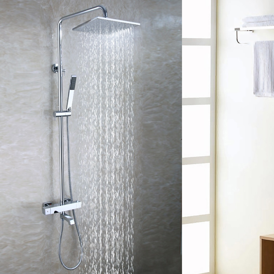 Rain Shower Bathroom
 Bath Tub Exposed Shower Faucet Set 10 Inch Bathroom Rain