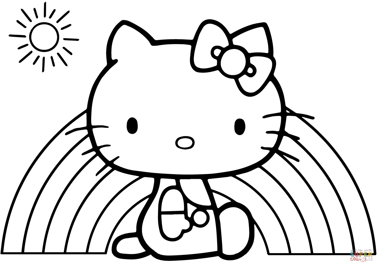 Rainbow Coloring Pages Printable
 Hello Kitty Rainbow coloring page