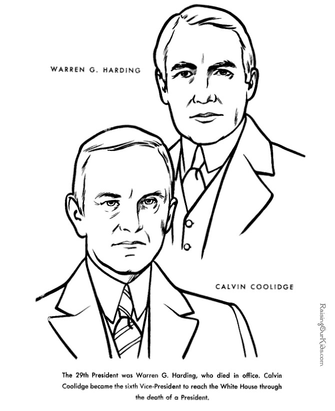 Raising Our Kids.Com Coloring Pages
 Warren G Harding Facts and pictures