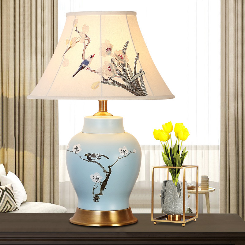 Reading Lamps For Living Room
 Chinese style copper living room ceramic table lamp blue