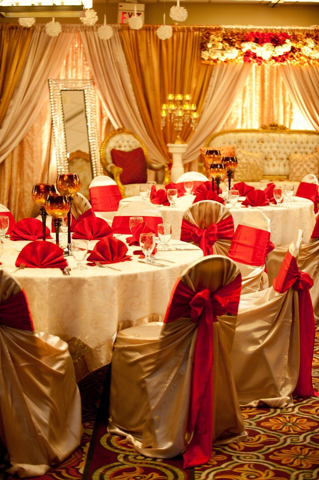 Red And Gold Wedding Theme
 Unique Design & Events Indian Wedding Decor