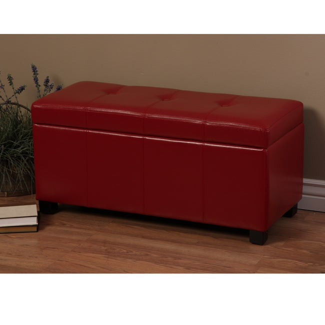 Red Leather Storage Bench
 Shop Warehouse of Tiffany Ariel Red Faux Leather Button