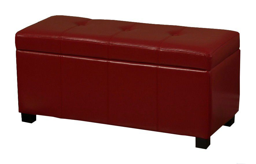 Red Leather Storage Bench
 Warehouse of Tiffany Ariel Red Leather Storage Bench