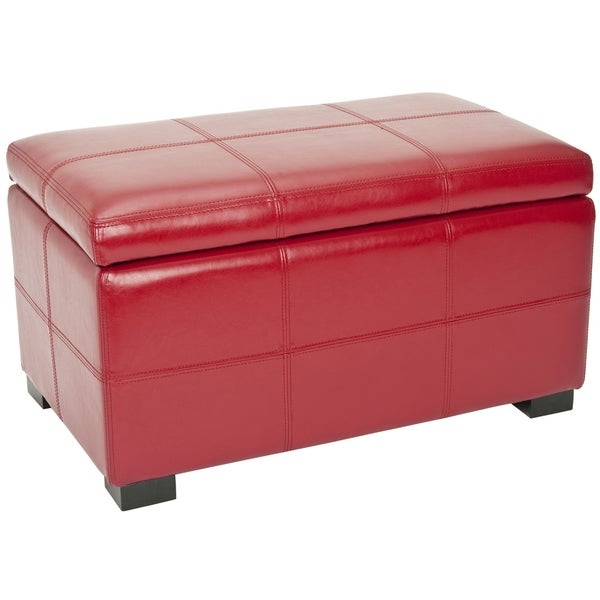 Red Leather Storage Bench
 Shop Safavieh Madison Red Bicast Leather Indoor Storage