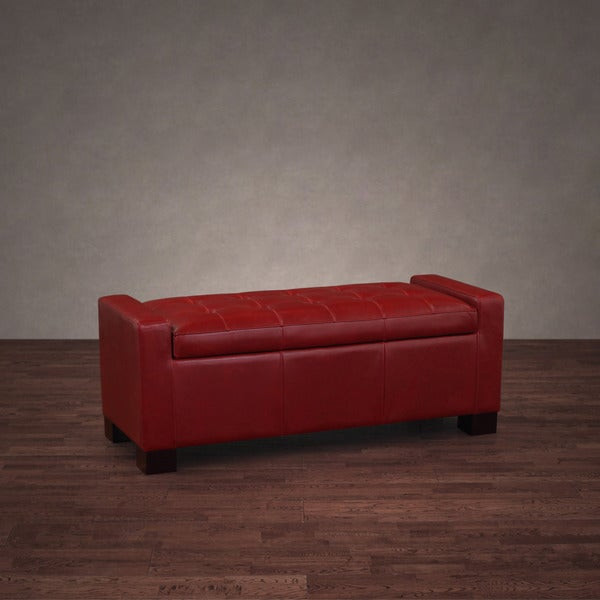 Red Leather Storage Bench
 Shop Tufted Burnt Red Leather Storage Bench Free
