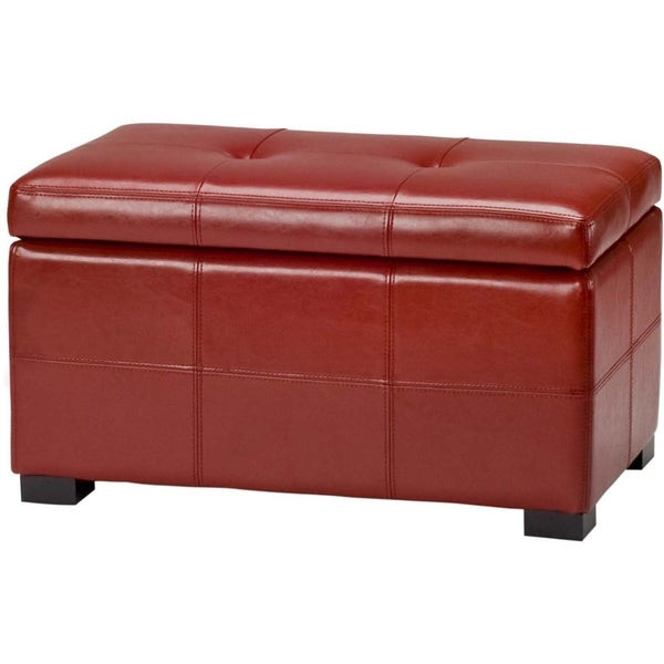 Red Leather Storage Bench
 Safavieh Maiden Tufted Red Bicast Leather Storage Bench