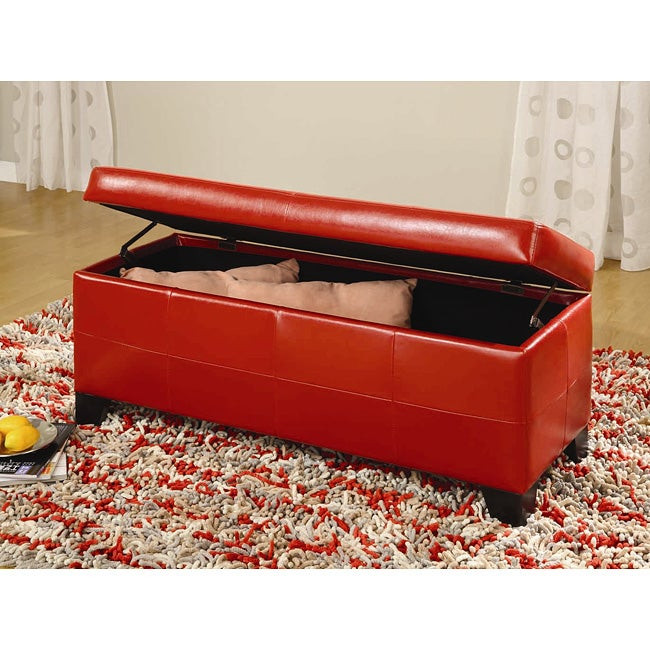 Red Leather Storage Bench
 Shop Red Synthetic Leather Storage Bench Free Shipping