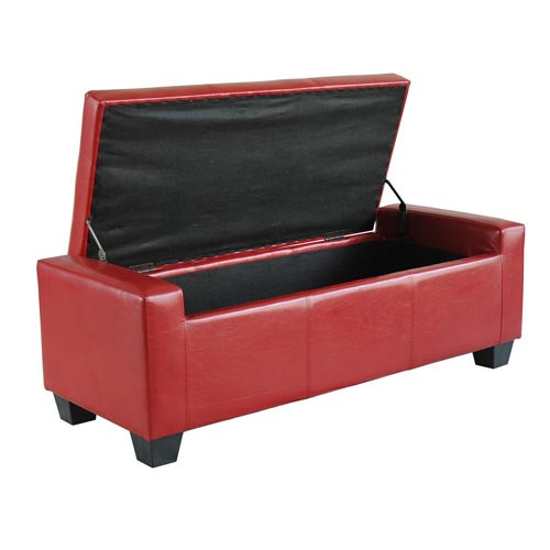Red Leather Storage Bench
 Red Leather Ottoman With Storage Artflyz