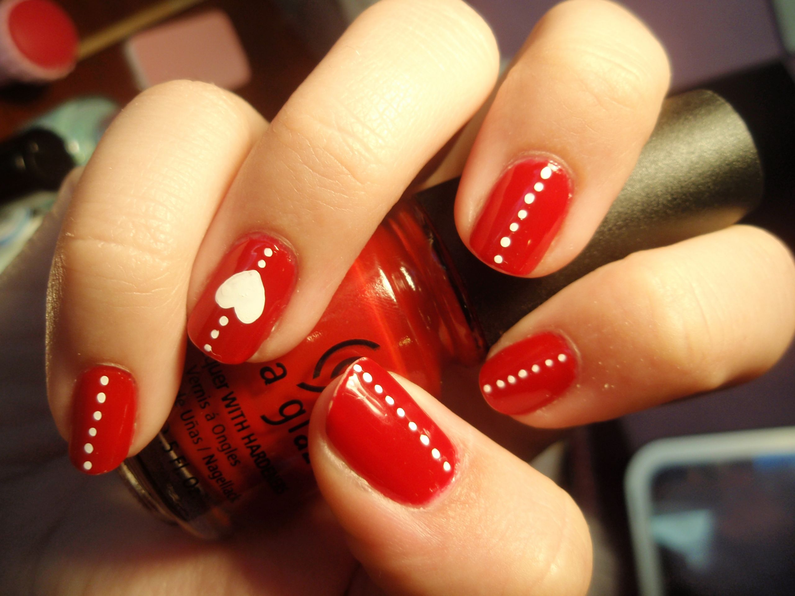 Red Nail Ideas
 Lin s Lacquer Red with White Dots