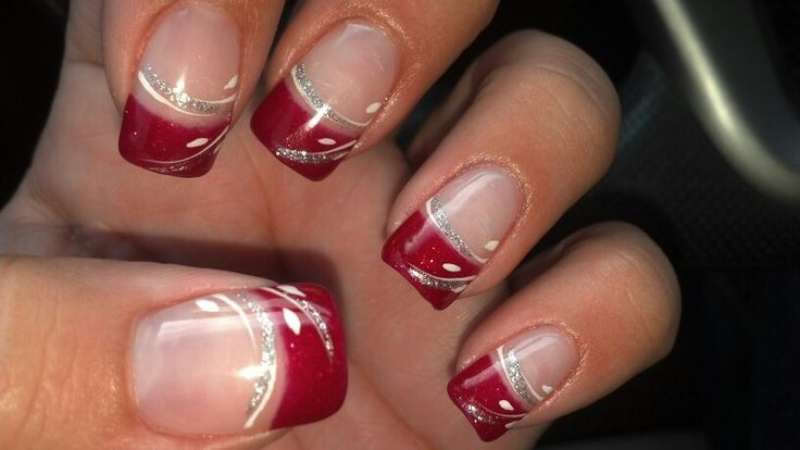 Red Wedding Nails
 Red White Silver Glitter Nails Nails
