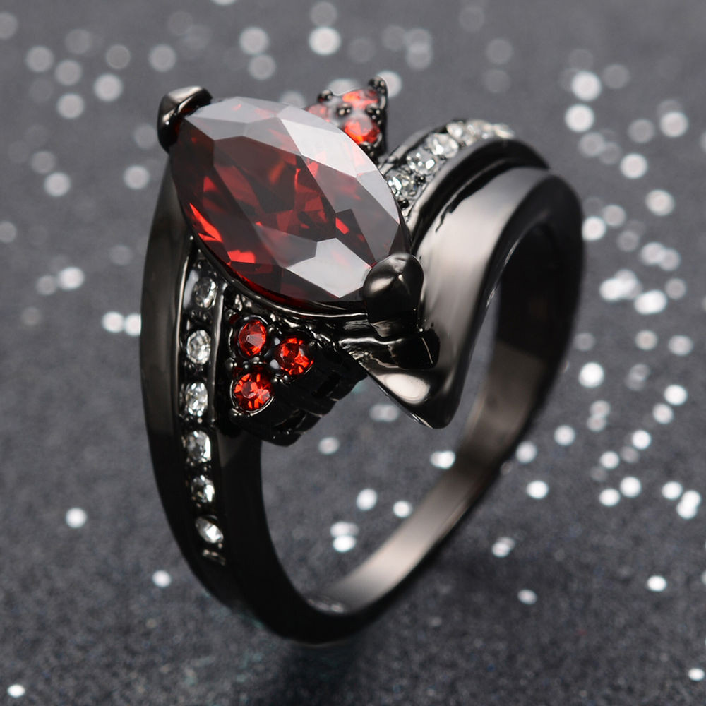 Red Wedding Rings
 Red Ruby Ring Marquise Cut Size 6 10 Women s 10Kt Black
