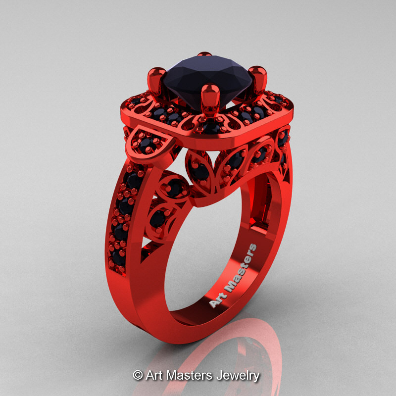 Red Wedding Rings
 Art Masters Classic 14K Red Gold 2 0 Ct Black Diamond