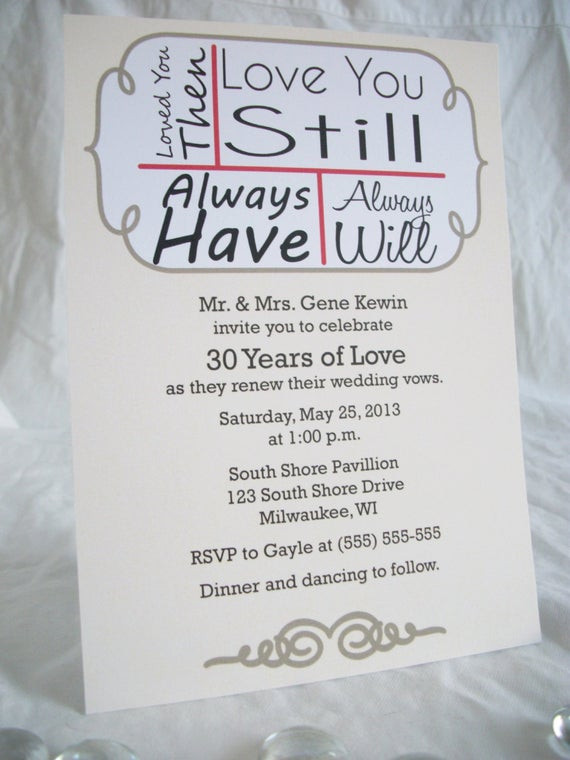 Renew Wedding Vows
 Love you still Vow renewal Invitation Digital File
