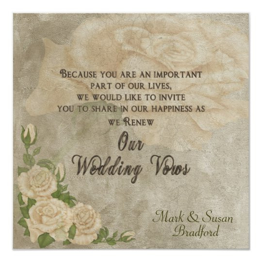 Renew Wedding Vows
 Vintage Rose Renewal Wedding Vows Invitation