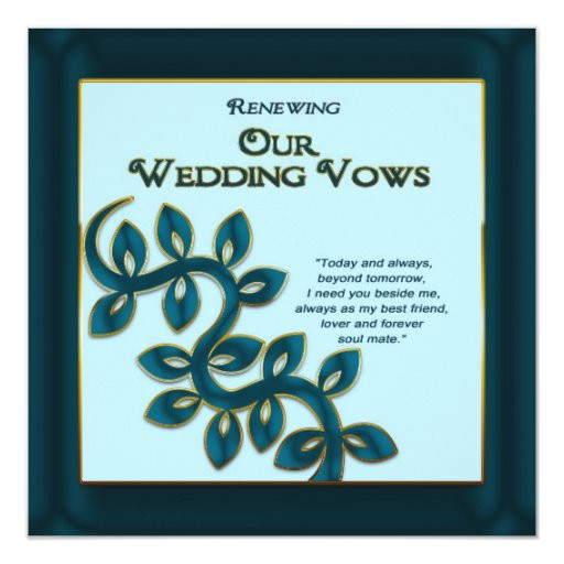 Renewing Your Wedding Vows
 RENEWING WEDDING VOWS INVITATION BLUE GOLD