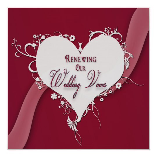 Renewing Your Wedding Vows
 Renewing Wedding Vows Floral Heart Ribbon Invitation
