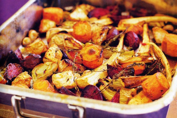 Roasted Root Vegetables Recipe
 Roasted Root Ve ables With Fennel Garlic & Thyme Recipe