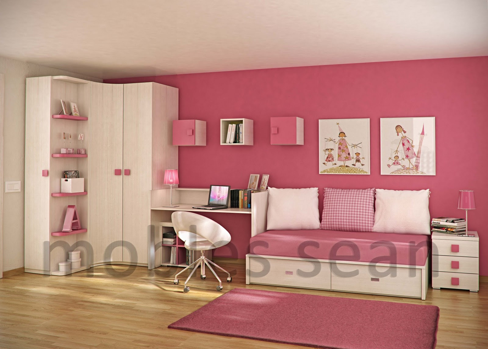 Room Designs For Kids
 Pink white kids room