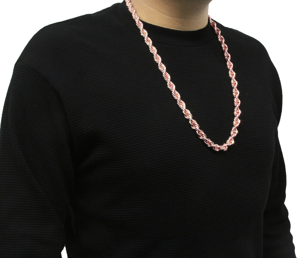 Rose Gold Necklace Chain
 Mens Dookie Rose Gold Plated 10mm Rope Chain Necklace 30