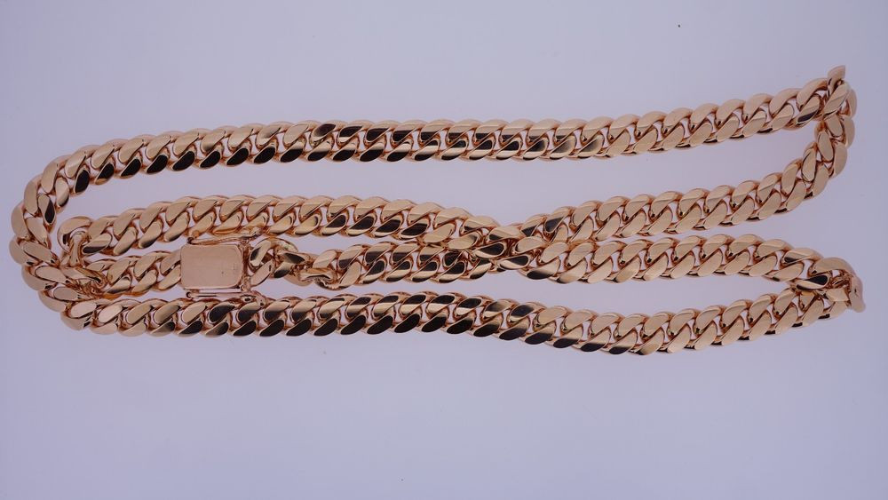 Rose Gold Necklace Chain
 200 Grams Miami Cuban Link Chain Necklace 10K Solid Rose