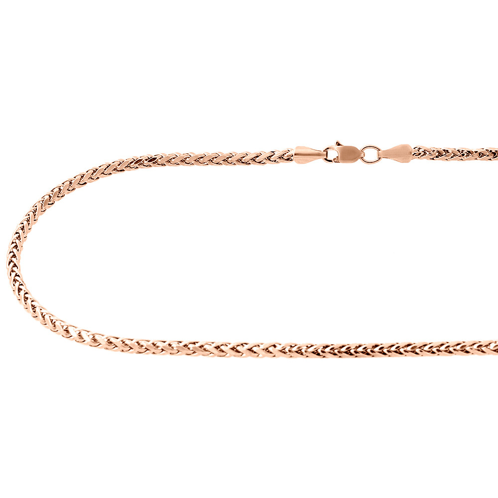 Rose Gold Necklace Chain
 Mens La s 10K Rose Gold 2 5MM Rounded Palm Wheat Chain