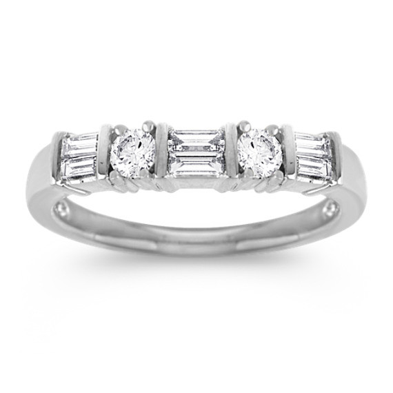 Round And Baguette Diamond Wedding Band
 Product Details