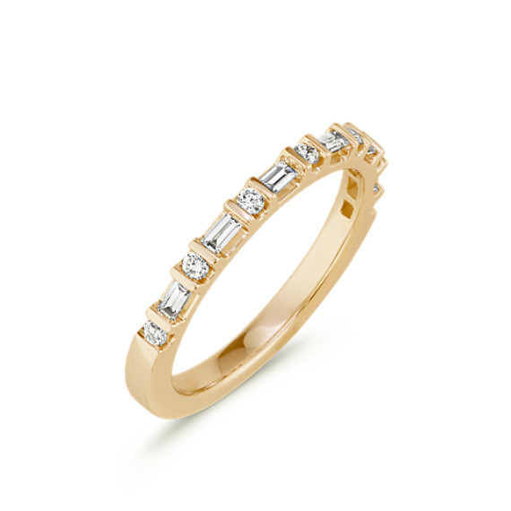 Round And Baguette Diamond Wedding Band
 Baguette and Round Diamond Wedding Band in 14k Yellow Gold