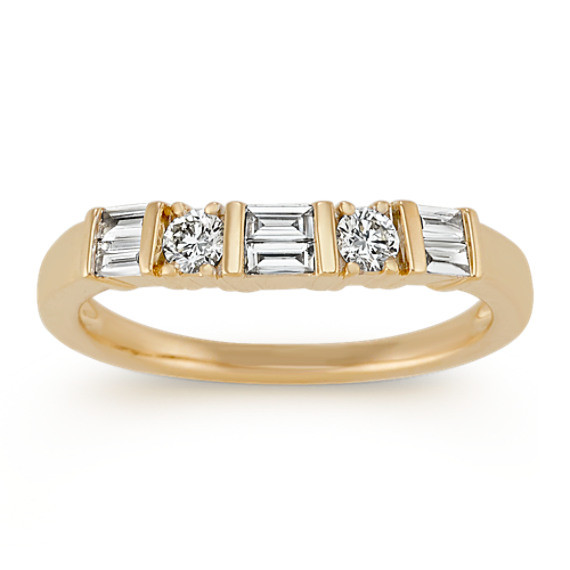 Round And Baguette Diamond Wedding Band
 Round and Baguette Diamond Wedding Band in 14k Yellow Gold