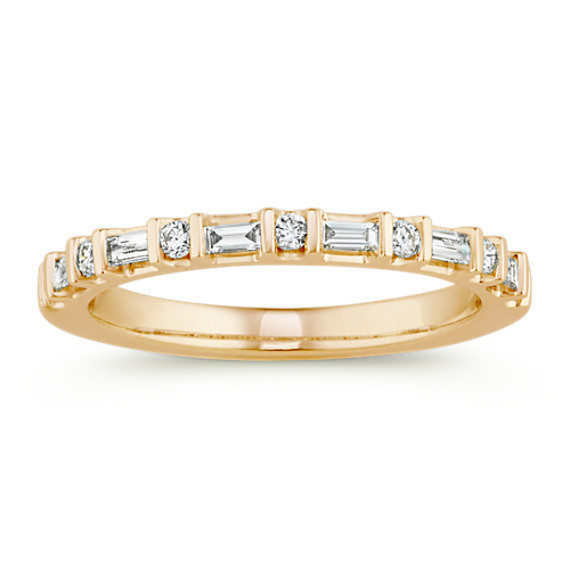 Round And Baguette Diamond Wedding Band
 Baguette and Round Diamond Wedding Band in 14k Yellow Gold